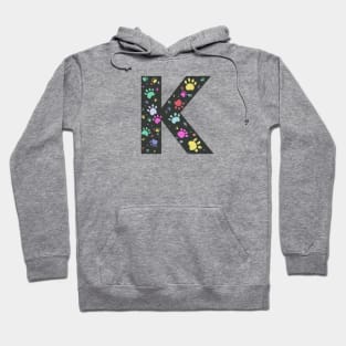 K letter with colorful paw print Hoodie